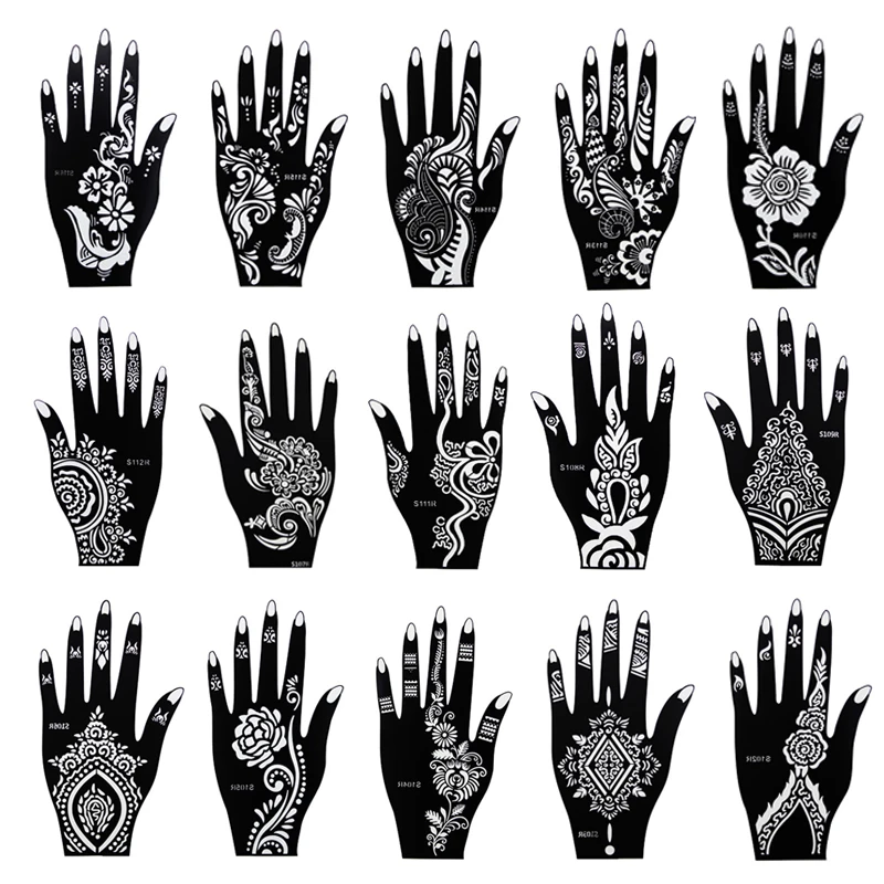 50 Sheets/Lot Henna Temporary Tattoo Stencils for Body Paint Glitter Airbrush Mehndi Hand Henna Tatoo Templates Large Stencil 8pcs alphabet stencil number stencils letter stencils large alphabet stencils sign letter stencils