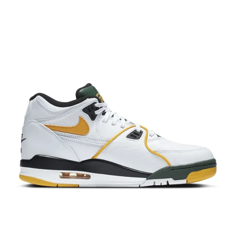 Nike Air Flight 89 Men's Mid Top Retro Basketball Shoes White Green Yellow Colorway