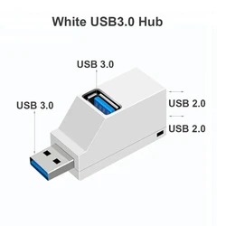 Compact USB 3.0 Multi - Port Hub Splitter for Enhanced Connectivity (White)