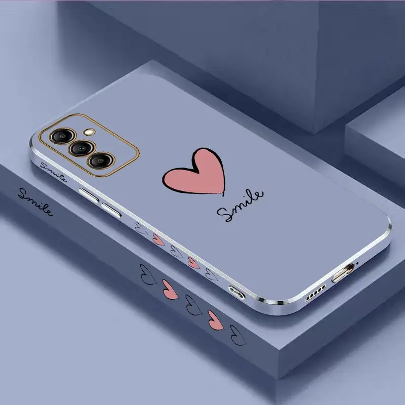 Big Pink Heart Luxury Plating Phone Case Cover