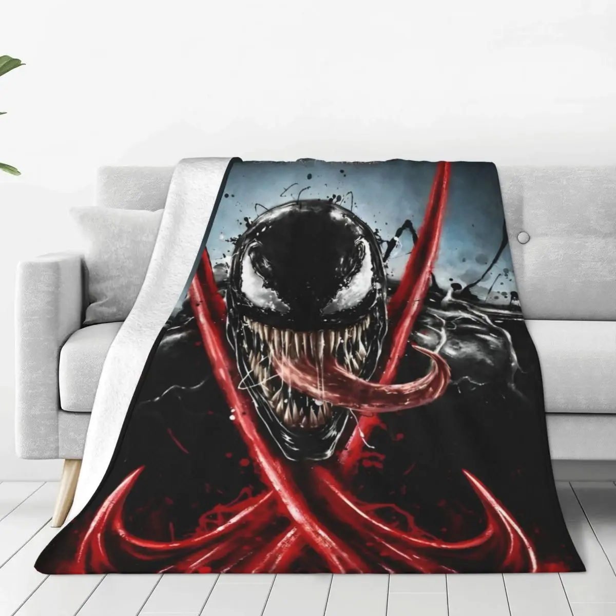 Venom Super Hero Blanket Warm Soft Novelty Plush Throw Blanket For Couch Chair Sofa Bed Camping Flannel Bedspread Bed Cover