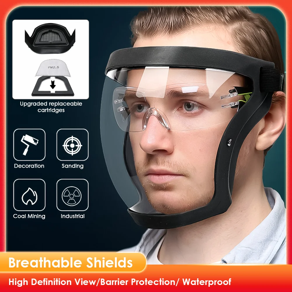 Kitchen Face Protector Transparent Full Face Shield Oil-splash Proof Anti-fog Head Cover Safety Glasses Unisex