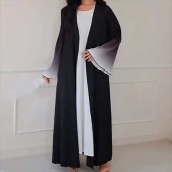 Middle-East Elegant Abaya Muslim Flare Sleeve Casual Arabian Open Front Abayas Turkey Kaftans Women Jilbabs Islamic Maxi Dresses