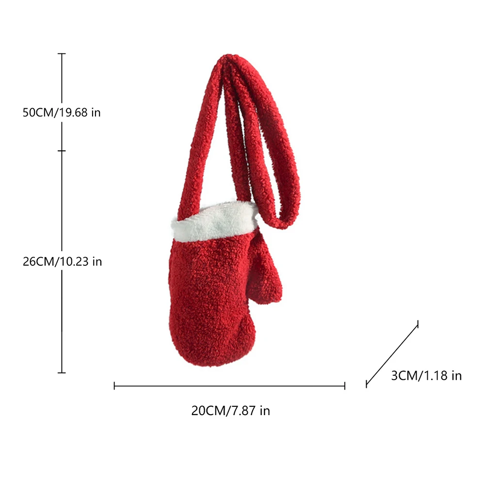 Cute Glove Shape Crossbody Bag Christmas Santa Bag Xmas Gift Bag Autumn Winter Shoulder Bag Cosplay Red Package Storage