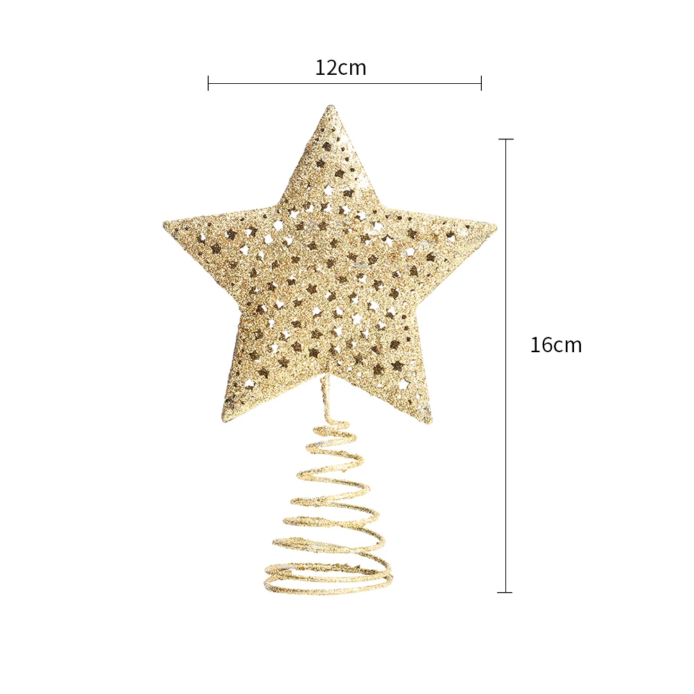 Voltsify Christmas Tree Star Topper Golden Glitter Ornaments Home Party Decor