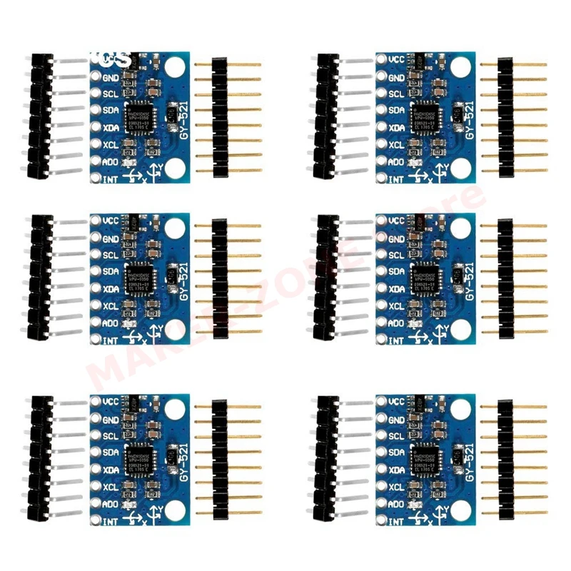 6Pcs Gy-521 Mpu-6050 Mpu6050 Modulo Kit,6 Dof Mpu-6050 3 Assi Accelerometro Giroscopio Sensore Di Modulo 16Bit Per Raspberry Pi