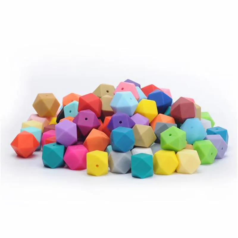 50pcs 14MM Hexagon Silicone Beads Food Grade Silicone For Jewelry Making   DIY Pacifier Chain Necklace Jewelry Accessories