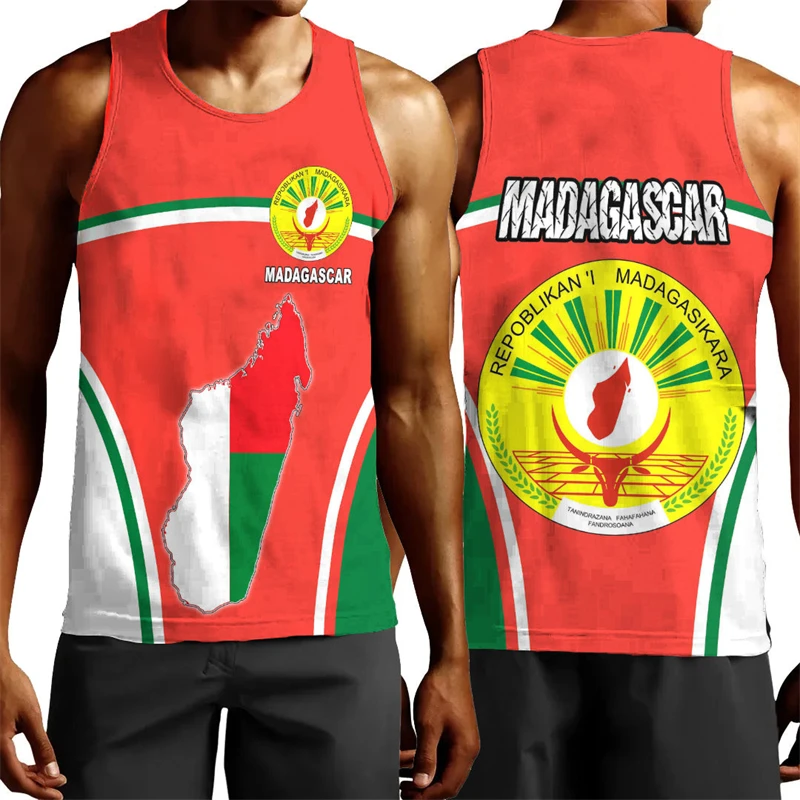 

Madagascar Flag Map 3D Printed Tank Top For Men Clothes National Emblem Vest Casual Hawaiian Waistcoat Male Jersey Africa Tops