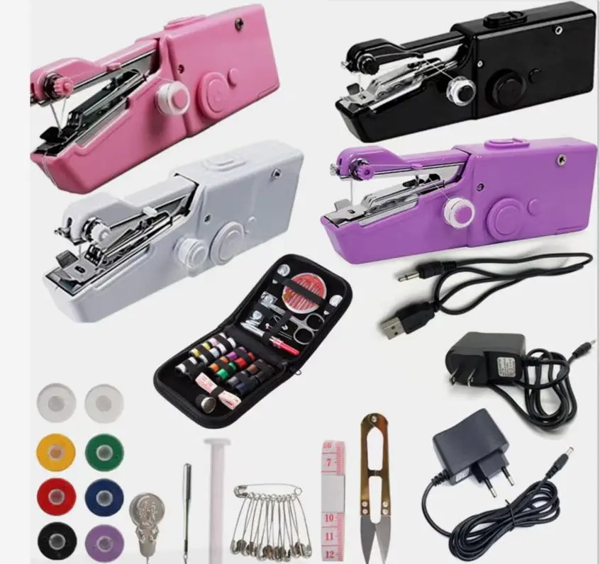 USB Electric Handheld Mini Portable Sewing Machine Kit Cordless Mini Quick  Repairing Sewing Machine For Denim Curtain Leather - AliExpress