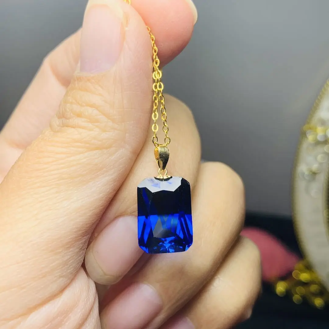 

Best Seller Pendant For Woman Jewelry With Natural London Blue Topaz Gemstone 10*14mm For Wedding Party Banquet Girl Gift Dating
