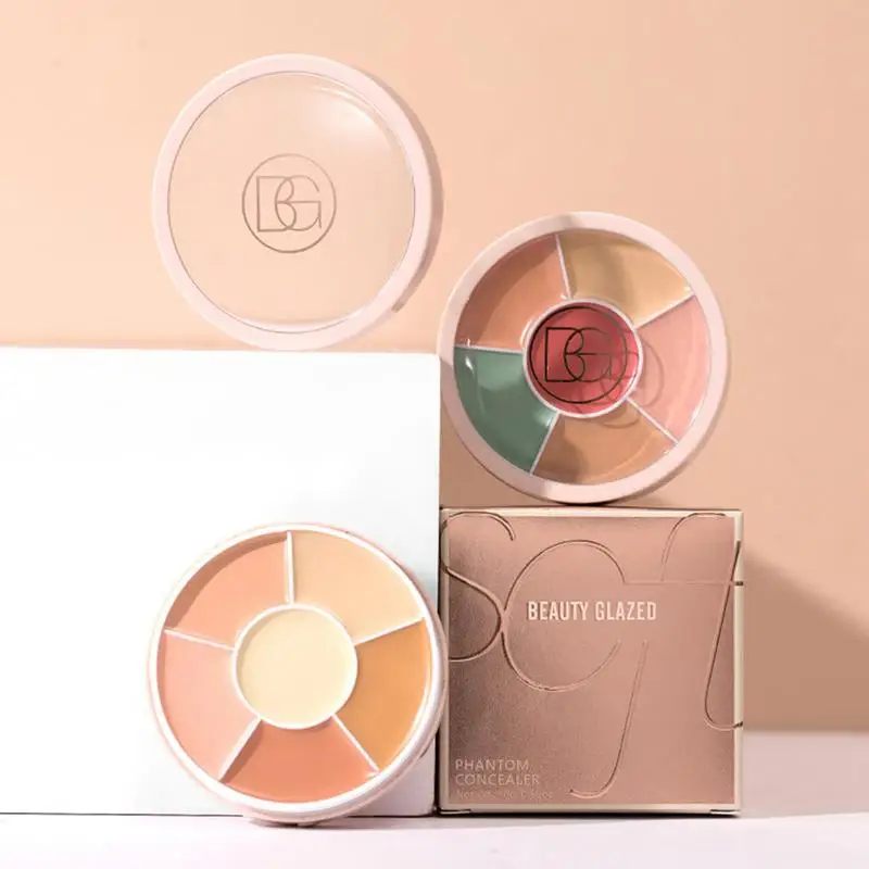 6 Colors Concealer Palette Moisturizing Full Coverage Acne Spot Dark Circles Concealer Cream Brightening Highlighter Face Makeup