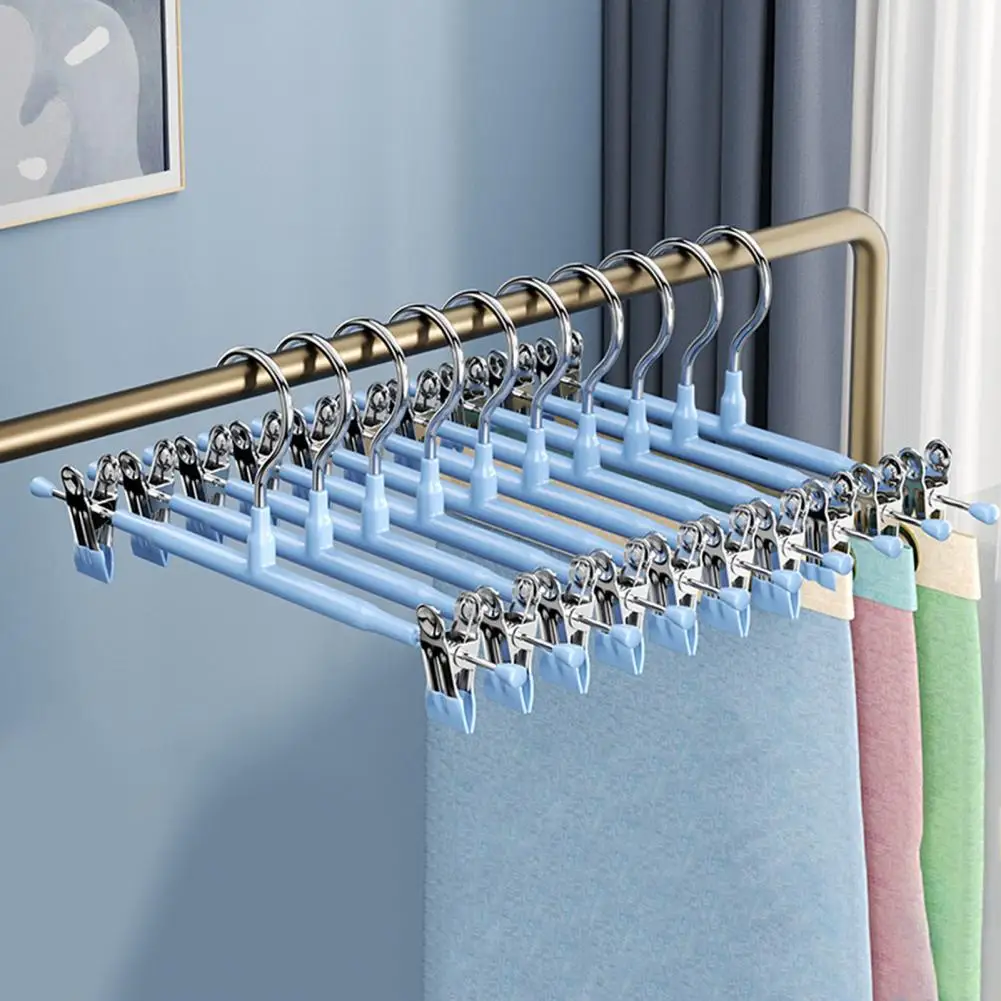 Metal Clothes Hanger Pants Rack 8-pack Adjustable Non-slip Clips Strong Chrome Clothes for Pants Space Saving Trouser Hangers