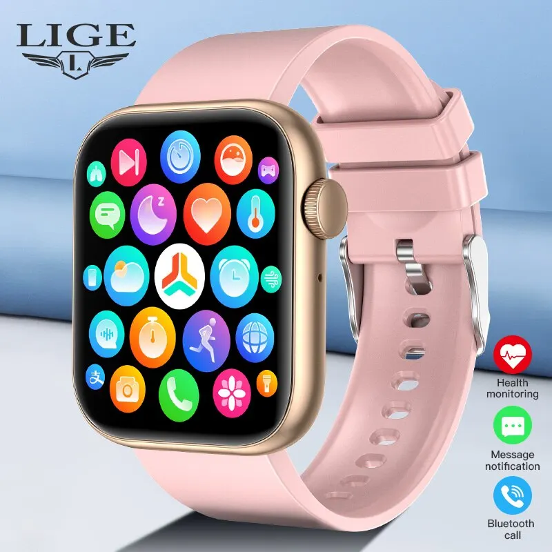 LIGE Smartwatch für Damen, Touchscreen, Bluetooth-Anruffunktion, wasserdicht, Sport- und Fitness-Tracker, Smartwatch für Damen_voghion.com