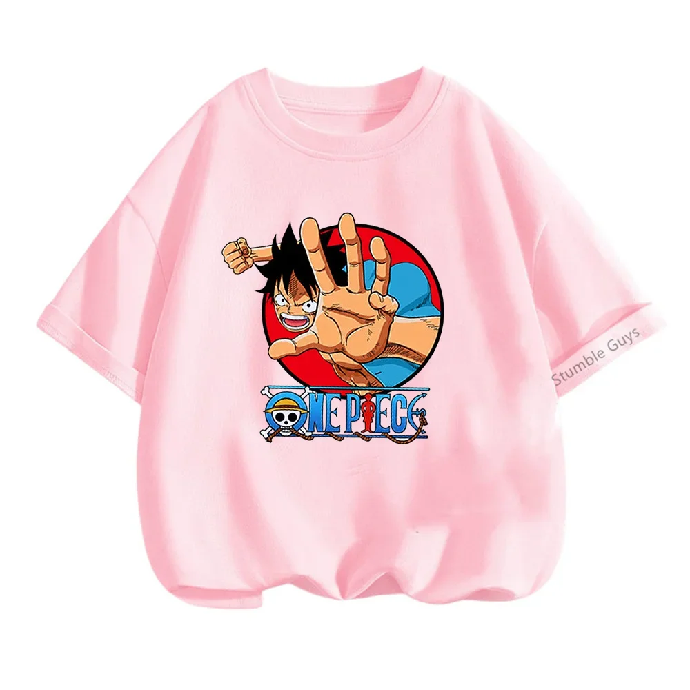 thumbnail image 1 of Camiseta de una pieza de Anime para adolescentes, camisetas de manga corta de verano, ropa para niños, camisetas de Luffy para niñas, camisetas de Sonic, 1 of 5