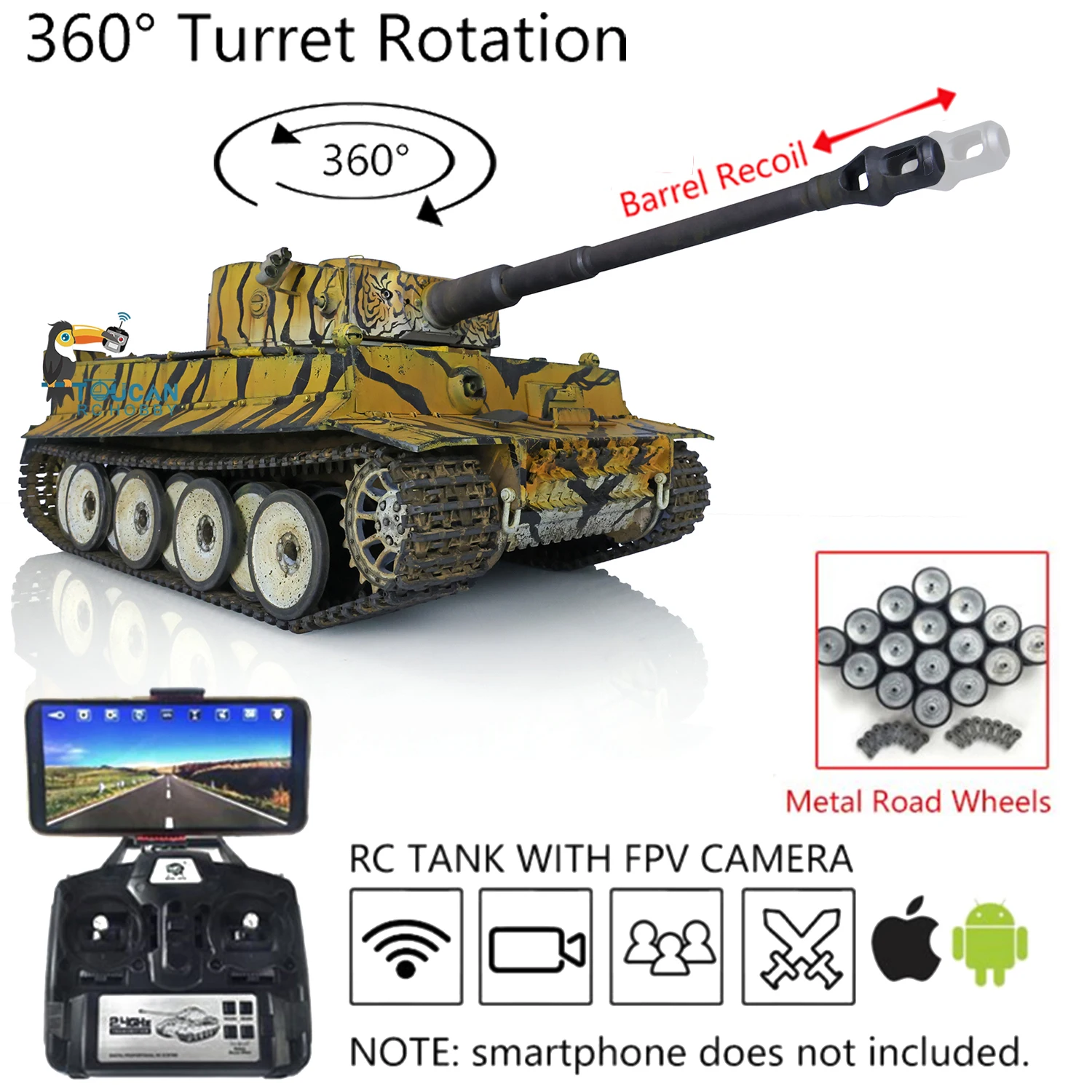 Heng Long HL 7.0 Tiger I RTR RC Tank 1:16 3818 FPV Camera Hand Painted Color Toys Remote Control Military Car Toys Gifts 2