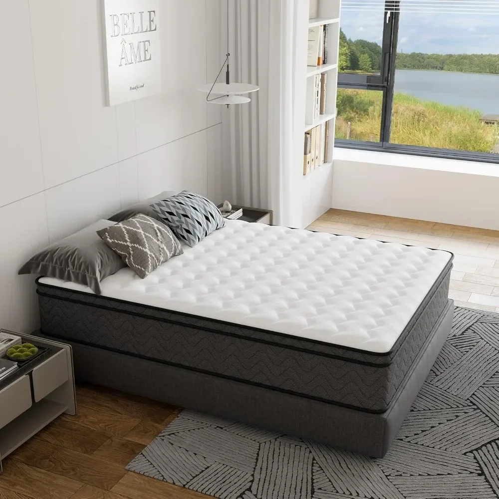 Queen Mattress, 10 Inch Innerspring Hybrid Mattress in A Box, Individually Pocket Coils for Motion Isolation & Cool Sleep 2