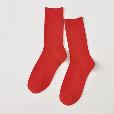Klein Blue Women's Retro Fashion Crew Socks - Harajuku Style in Trendy Solid Colors