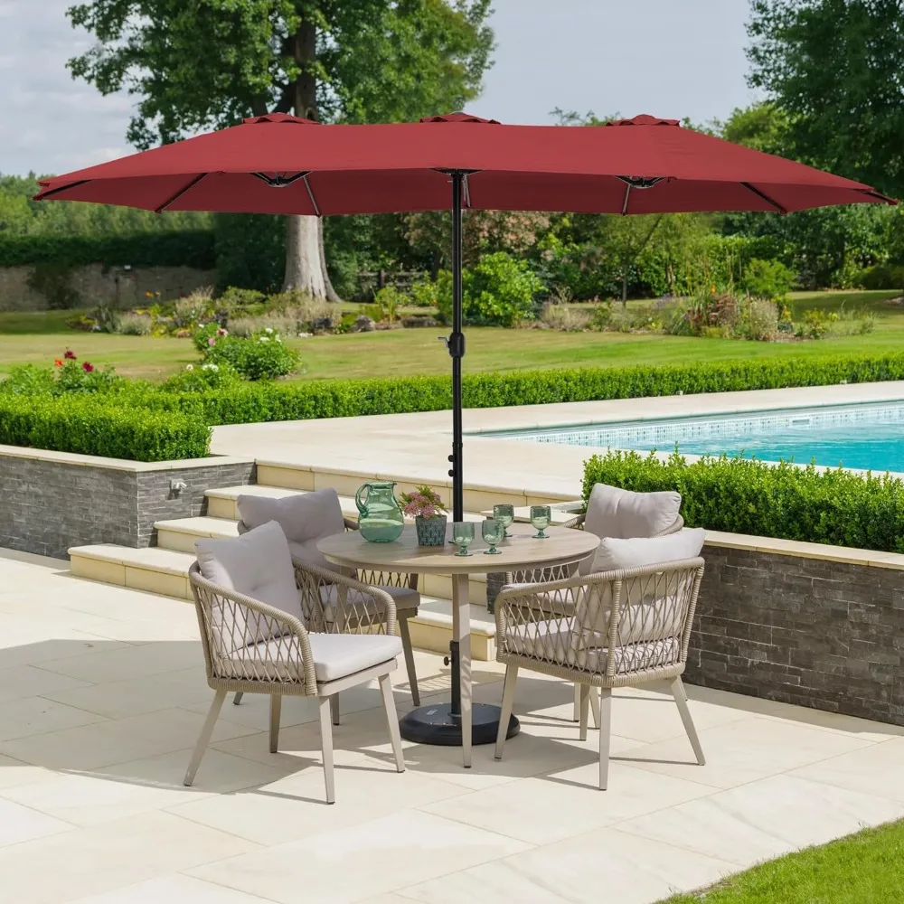 

HERA'S PALACE 15 Ft Patio Umbrella with Base, Large Outdoor Umbrella with Crank Handle, Powerful UV Protective, Umbrella Outdoor