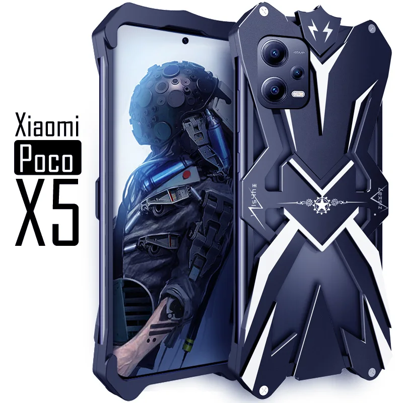 Original Zimon Luxury Thor Heavy Duty Armor Metal Aluminum Phone Case Covers For Xiaomi Poco F5 X5 Pro Bumper Cover Cases