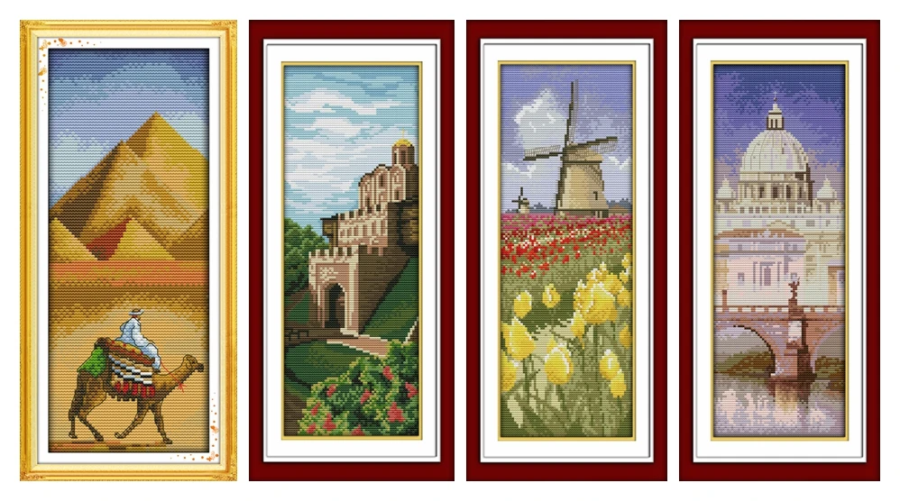 Russian Church Paris Tower Cross Stitch Kit 14ct 18ct Count Canvas Embroidery DIY