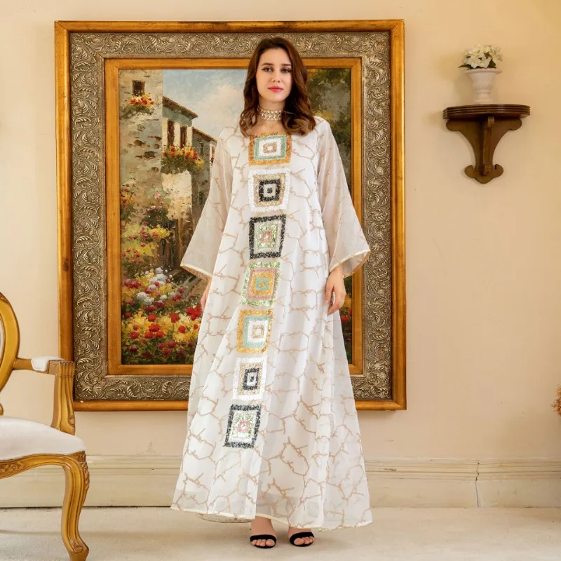 Women's Clothes Hot-Selling Plus Color Dress Window Screen Big Robe Arab Sequin Embroider Clothing open abaya  abaya dress