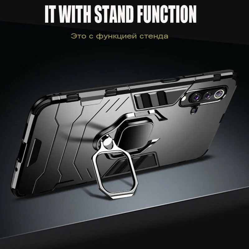 Luxury Armor Ring Case with Car Adsorption Magnetic Holder and Stand Coque Cover