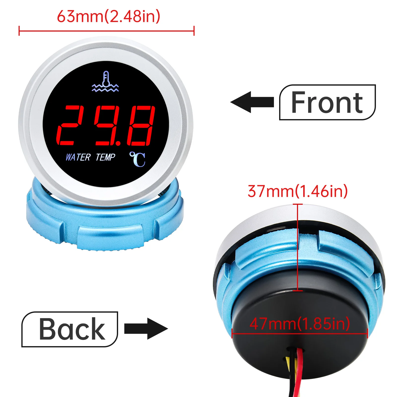Automobile Gauge Water Temperature Gauge Voltmeter Fuel Pressure Meter 52MM HD with 0-1.00 Mpa Oil Press Sensor 0~190 Ohm