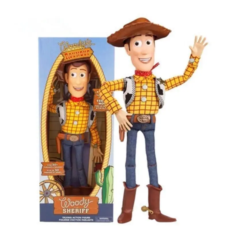 Hot 40cm Disney Pixar Toy Story Woody Action Figures English Movie Sound Character Doll Cloth Cowboy Birthday Gift For Children