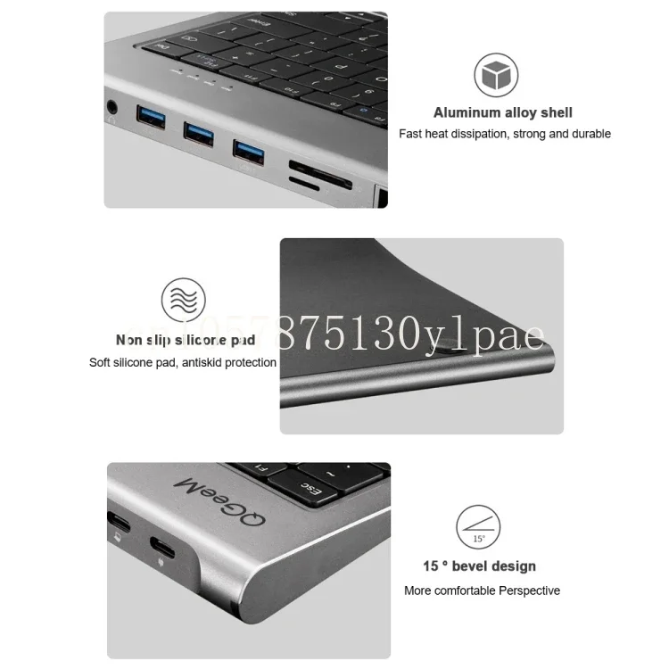 Adapter with Keyboard Function Dual Monitors Keyboard USB HUB Top Quality QGeeM 11 in 1 TYPE-C Extension HUB images - 6