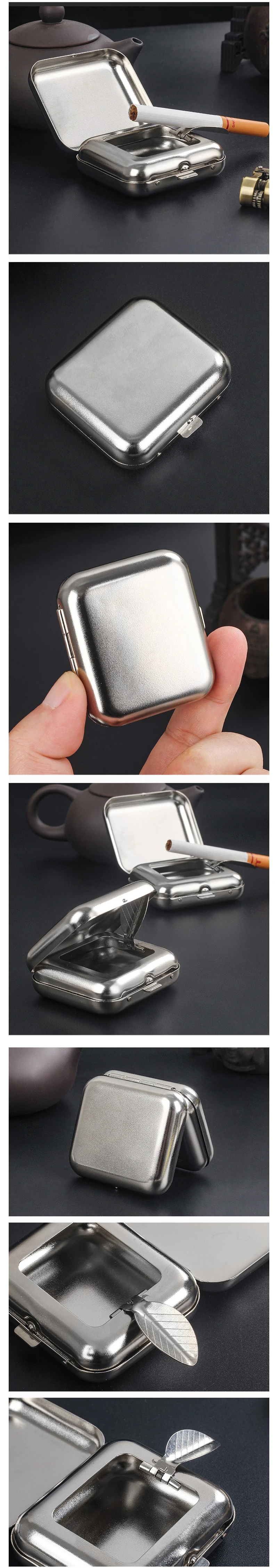 Description Picture 4 of itemOutdoor Small Stainless Steel Pocket Mini Ashtray Customized LOGO Personalized Gift Cigarette Lighter Accessories Smoker Gifts