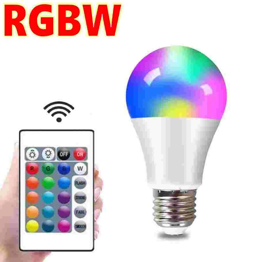 LED RGB 램프 스포트라이트 전구, E27, 10W, 15W, 20W, AC 220V, 240V, 봄빌라 IR 원격 제어, 스마트 LED RGBW 램프, 홈 데코