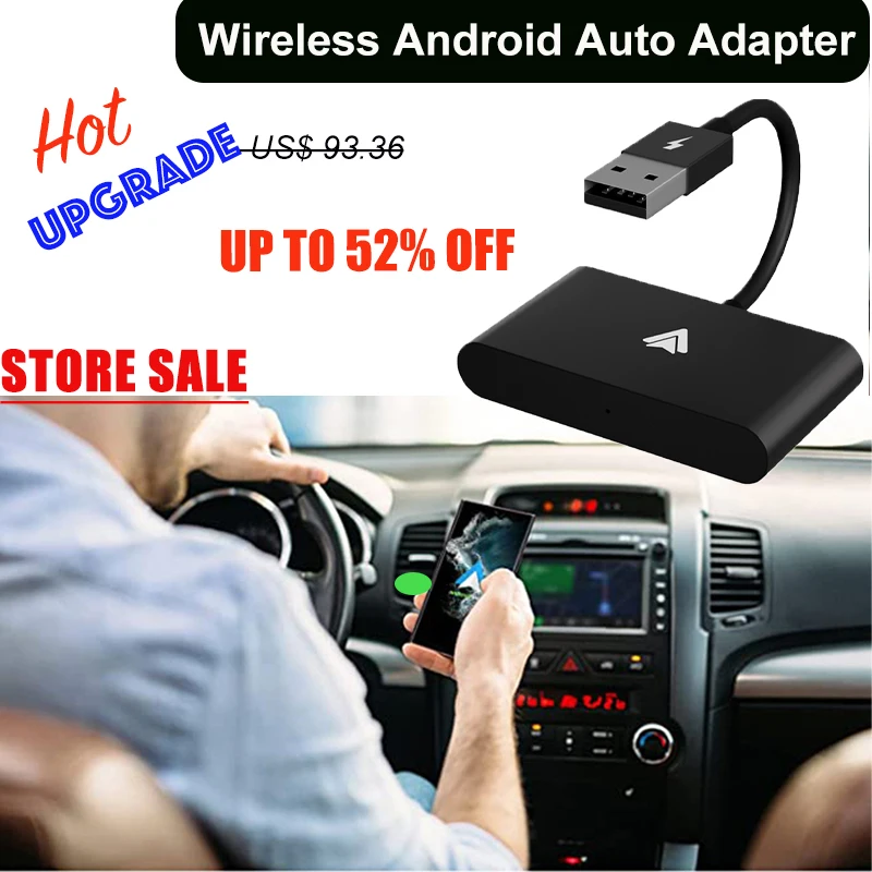 Wireless Android Auto Adapter, 2023 Upgrade 5Ghz WiFi Android Auto Dongle for Converting Factory Wired Android Auto to Wireless