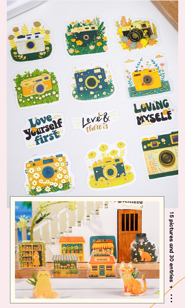 Journal GO 30 Stück Reise-Urlaubs-Aufkleber, Geschenkkarten-Aufkleber für Laptops, Telefone, Scrapbooking, Journaling-Dekoration – Detail 8