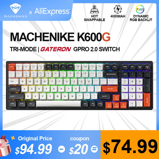 Machenike K600 Teclado Mecânico Sem Fio 100 Teclas Bluetooth Para Jogos Com  Mac Windows - Escorrega o Preço