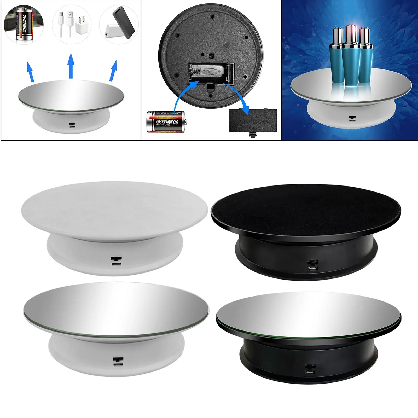 Rotating Display Stand 2r/min. or 3 r/min Adjustable Speed Tray Photography Video Shooting Props Mobile Phone Display