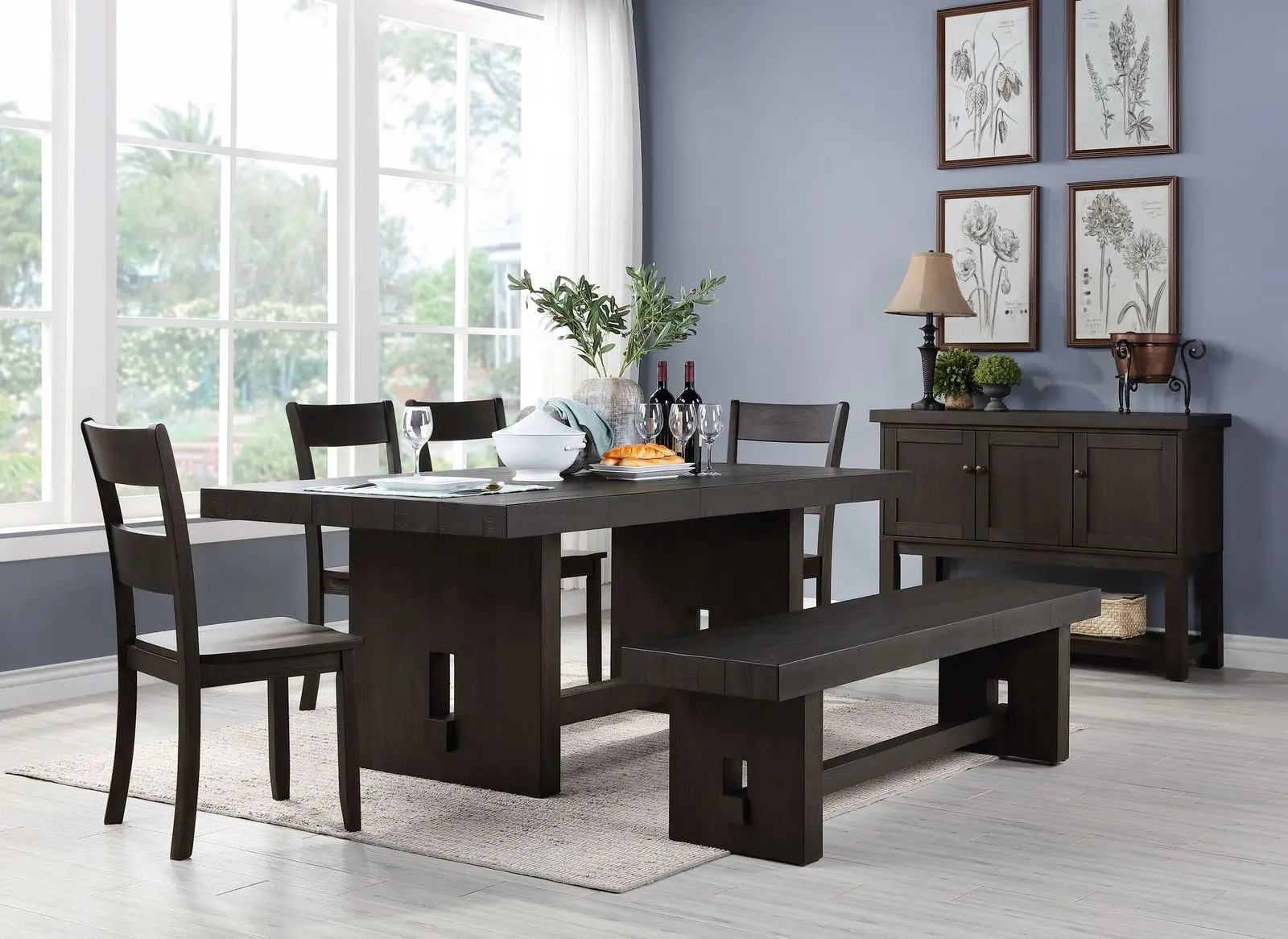 ACME Haddie Dining Table, Distressed Walnut (1Set/2Ctn)