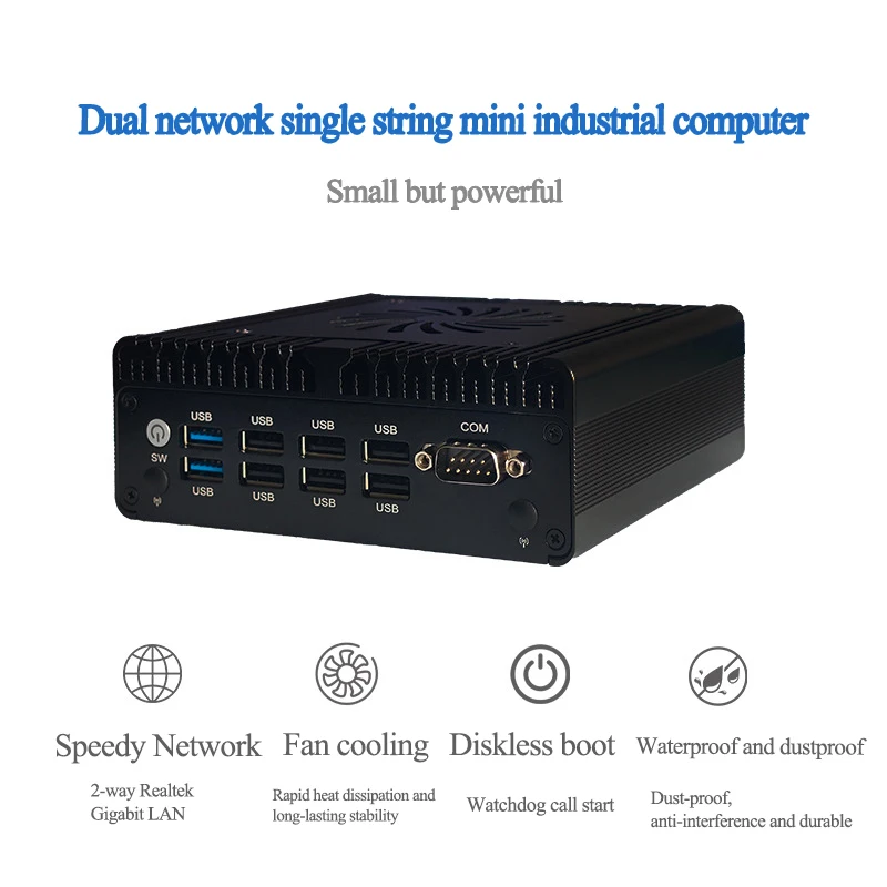 Smart Industrial MINI PC Low Power Fan Cooling N100 Dual Network Single Serial 8USB Triple Display Industrial Computer