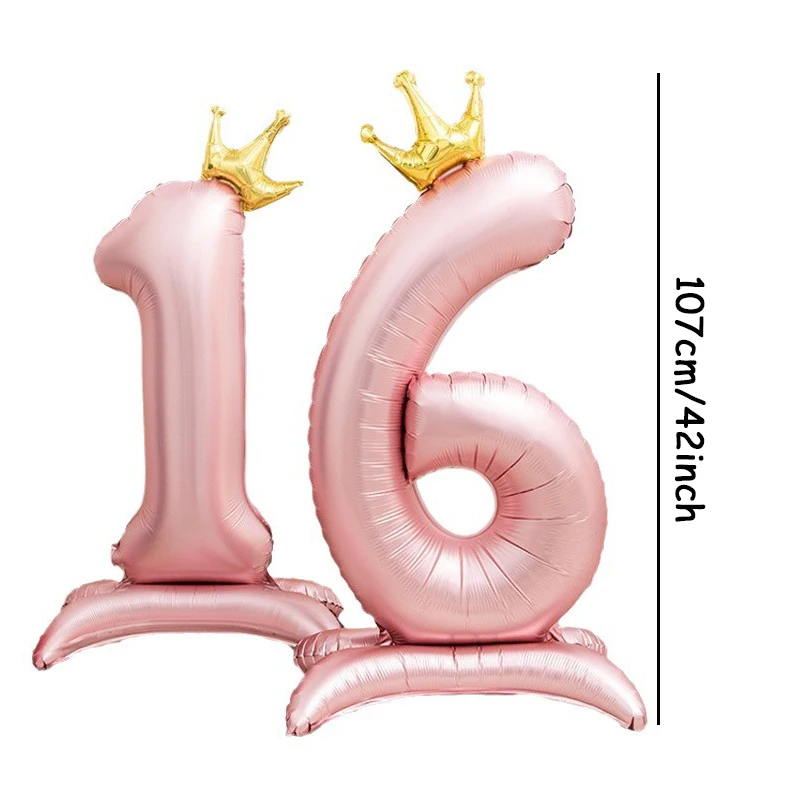 1pc 42 zoll Crown Decor Rosa/Azure Aluminium Folie Anzahl Ballon Für Geburtstag Party Dekoration Lieferungen Mädchen und jungen Feier – Detail 7