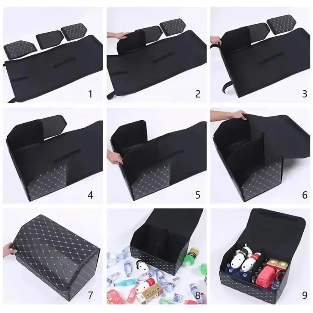 30cm Car PU Leather Trunk Storage Box Portable Foldable Storage Car Multiuse Storage Car Trunk Bag Auto Storag Box