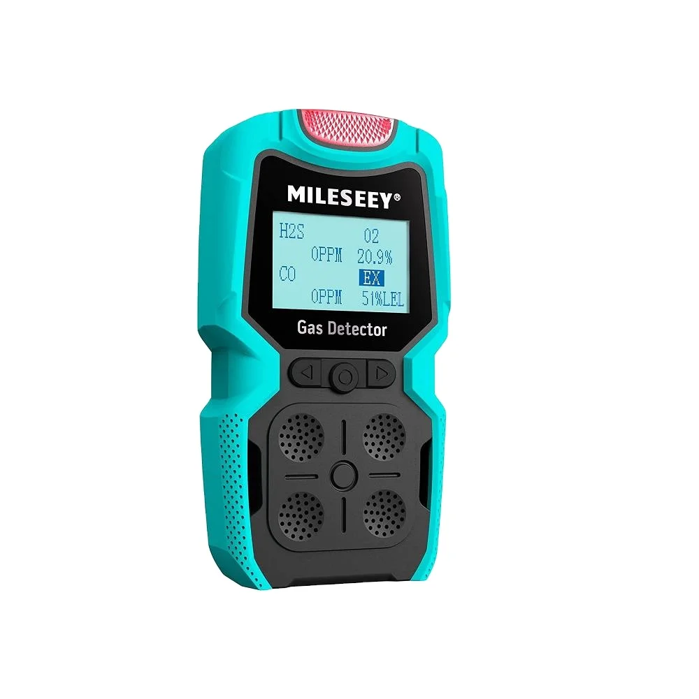 

Mileseey MG-10 Gas Leak Detector for H2S, O2, CO and EX 4 Sniffer with Recharge, Sound, Light & Vibration Alarms