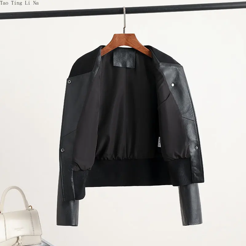 2023 Women Fashion Genuine Sheep Leather Jacket Real Sheepskin Leather Coat G6