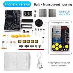 Enhanced DIY Handheld Game Console Kit with USB & Voice Features (Transparent Blue)
