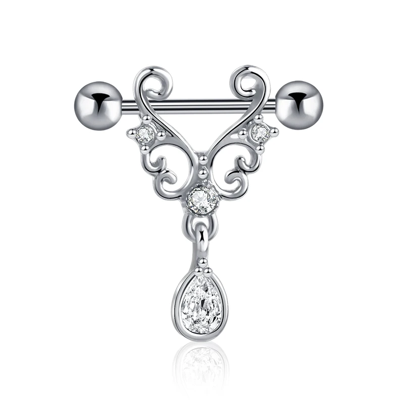 1 Pair Heart Barbell Nipple Ring Piercing Helix Piercing Sexy Nipple Jewelry High Quality Zircon Nipple Rings For Women Oreja