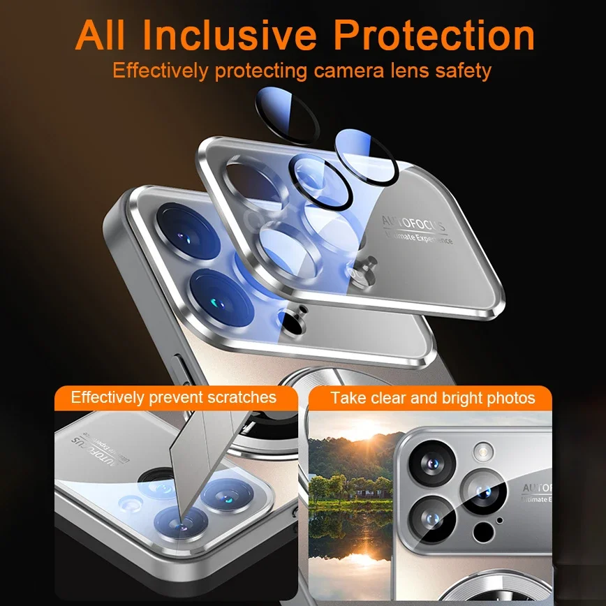 Luxury Titanium Metallic Magnetic Phone Case with Magsafe Wireless Charging Compatibility