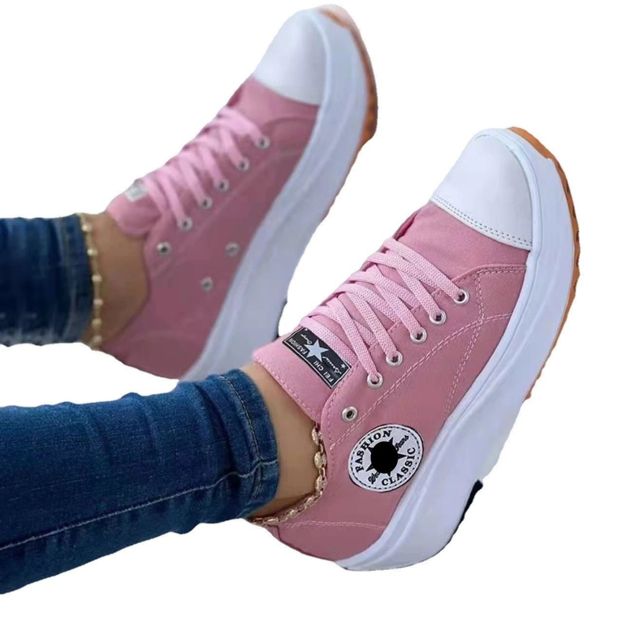 2024 New Ladies Sneakers Comfortable Breathable Canvas Shoes Fashion Lace Up Flat Ladies Casual Shoes Brand Shoes for Women