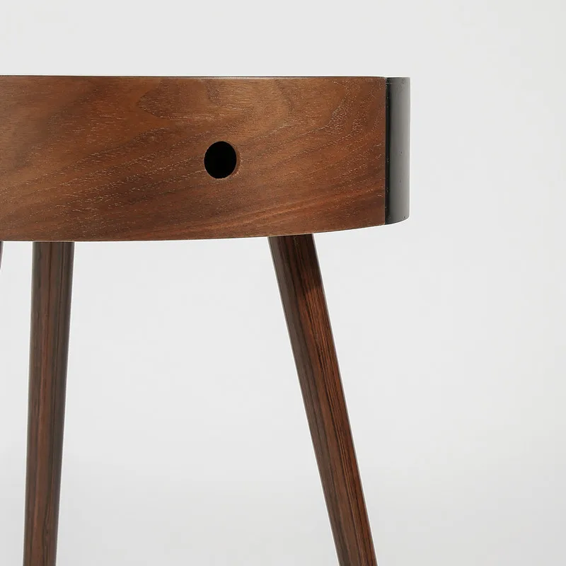 Nordic Style Round Bedroom Bedside Table Living Room with Drawers Coffee Desk Home Furniture INS Balcony Recreational Tea Table