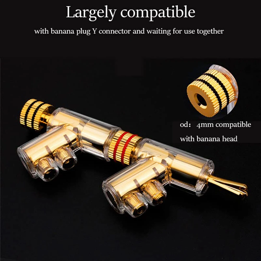 Banana Connectors 4Pcs Banana Plugs 45 Degree Angled Banana Connectors Screw Locking Connectors for AV Receiver Amplifier Speaker Gold