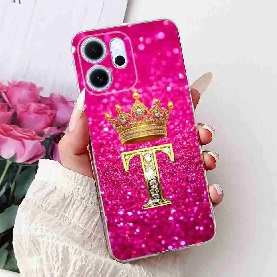 New Design Floral Letter TPU Soft Silicone Phone Case - 6.57 Cover, Elegant and Durable Protection