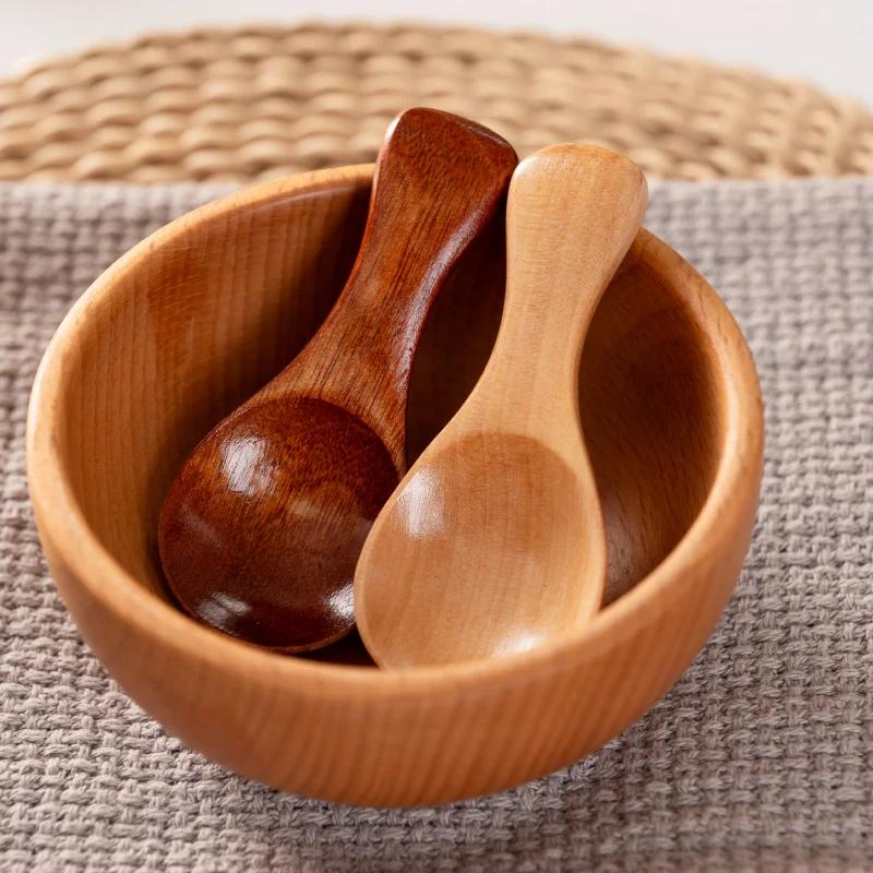 Mini Natural Wooden Short Handle Scoop Tea Honey Coffee Salt Sugar Spoon Cooking Tools Household Kitchen Gadgets