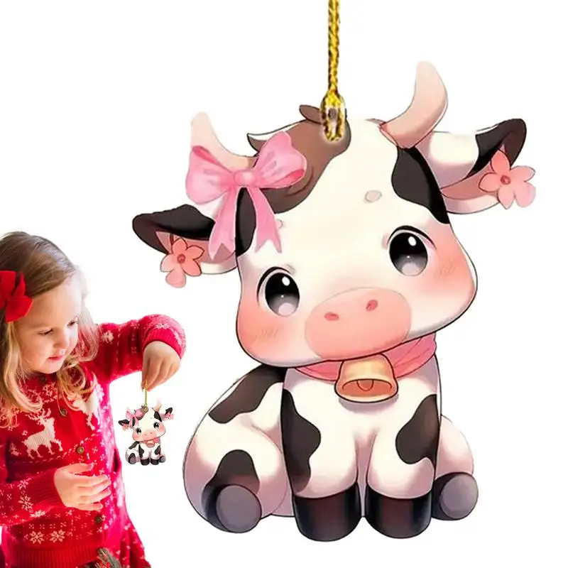 

Calf Christmas Ornaments 2D Flated Animal Christmas Decorations Car Christmas Animal Ornament Christmas Tree Acrylic Car Pendant